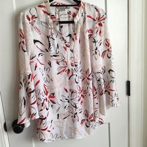 Valerie Stevens Floral Blouse - Red, Black, White Size Large
